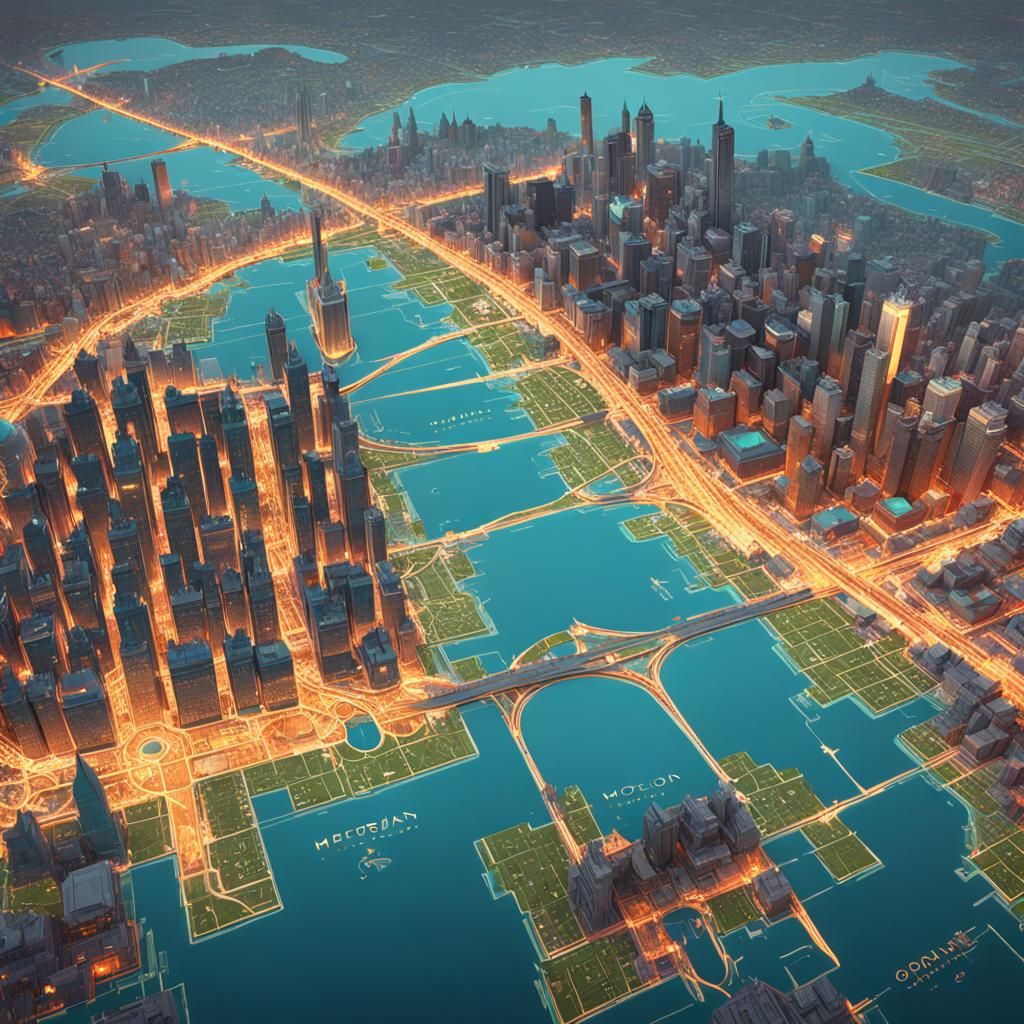 Architectural Metropolis Map with Dynamic Lighting