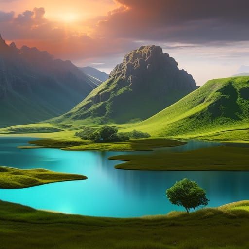 Idyllic Countryside Landscape in Detailed Matte Painting