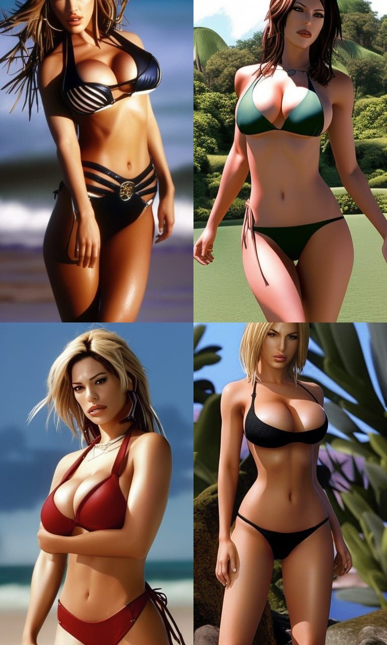 Video Game Character in Bikini: AI Generated Image