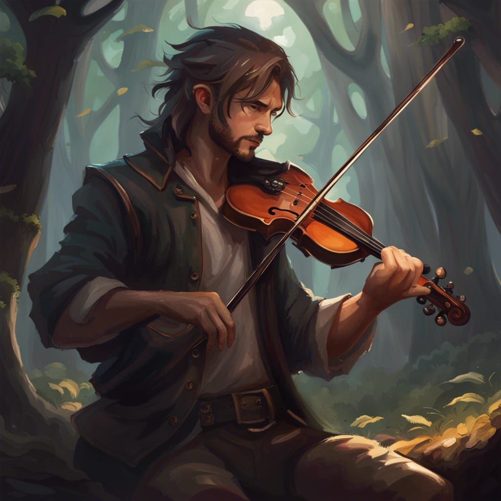 Elf Violinist in Forest, Vox Machina Style