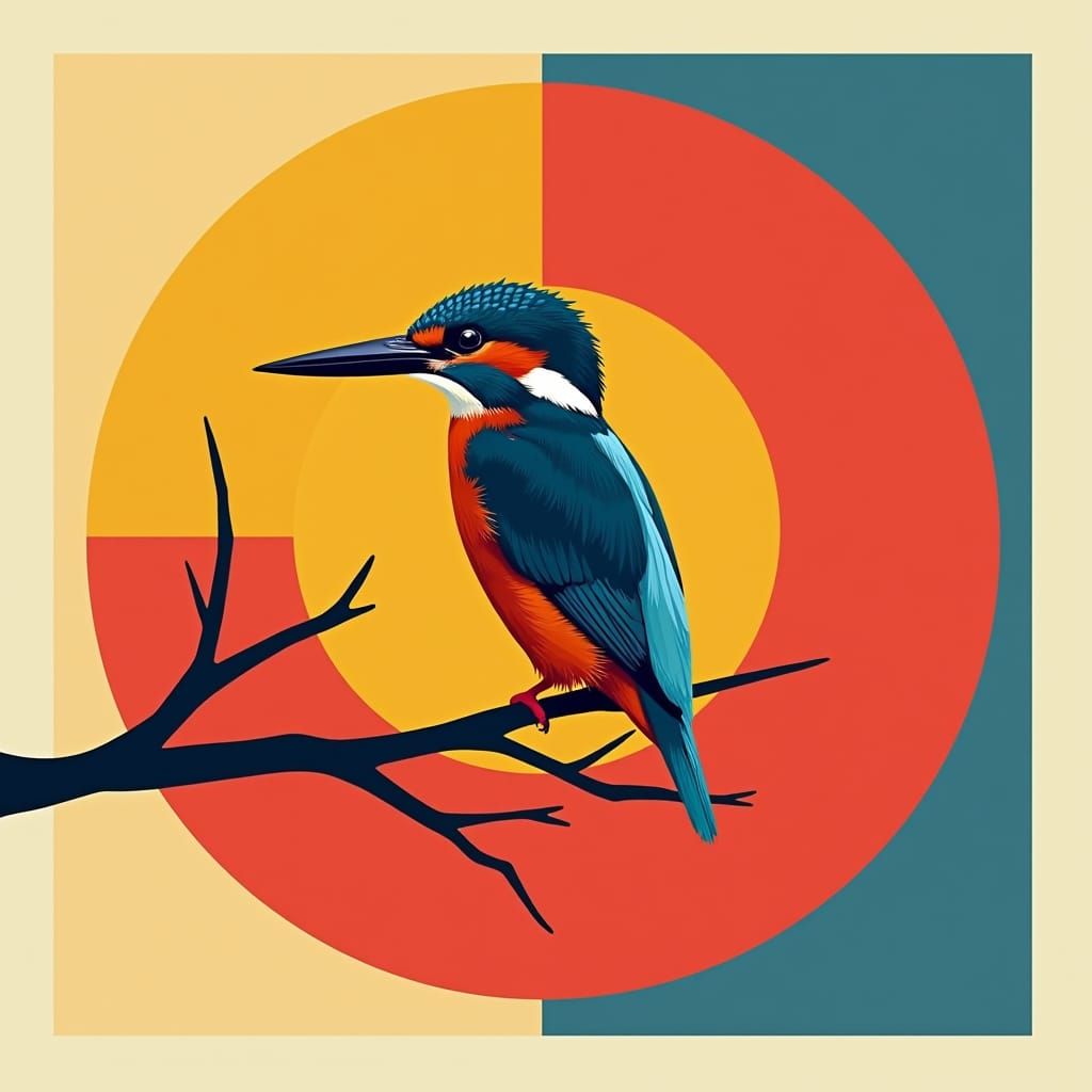 Kingfisher in Pop Art Screen Print Style