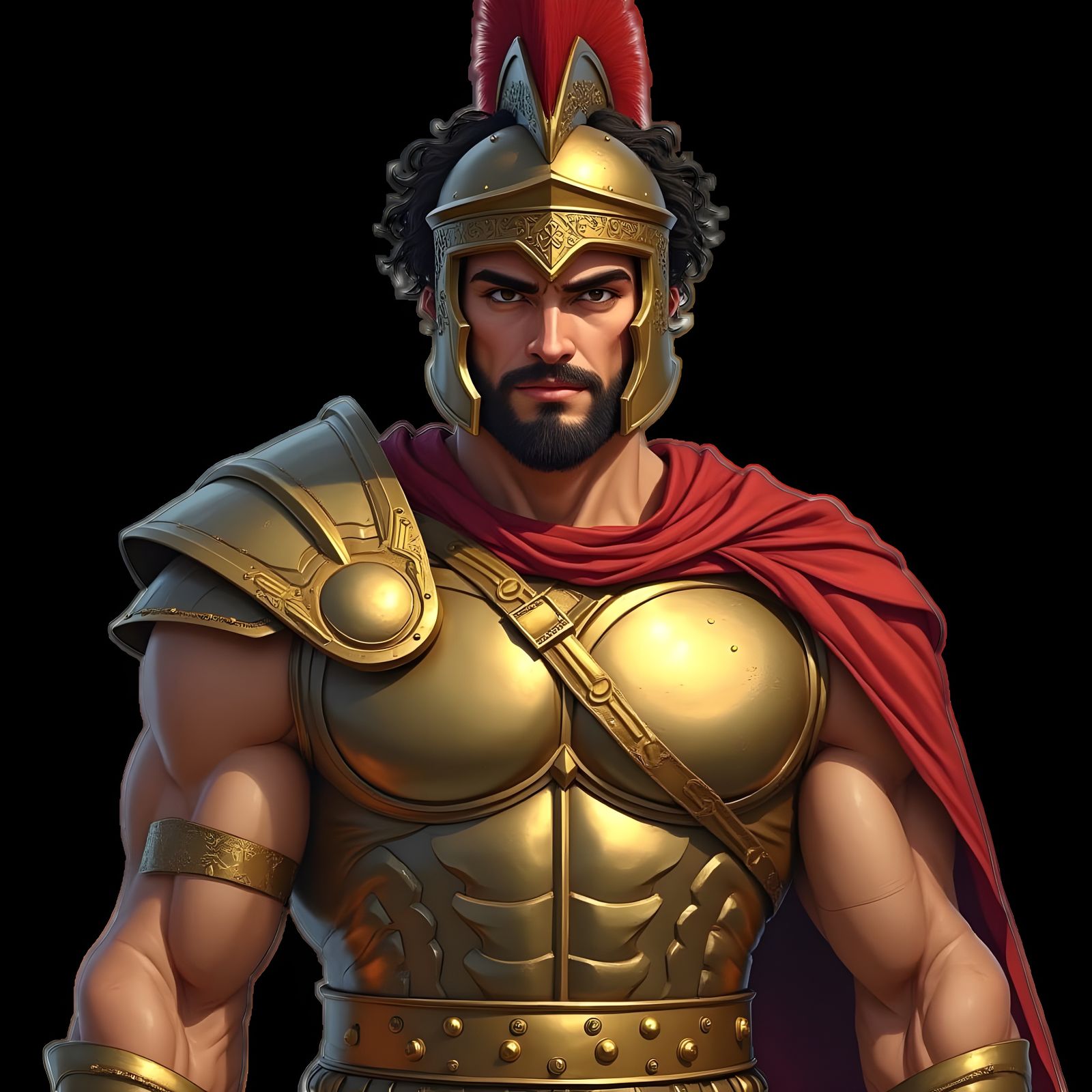 Cartoon-Style Patroclus, Greek Warrior in Bronze Armor