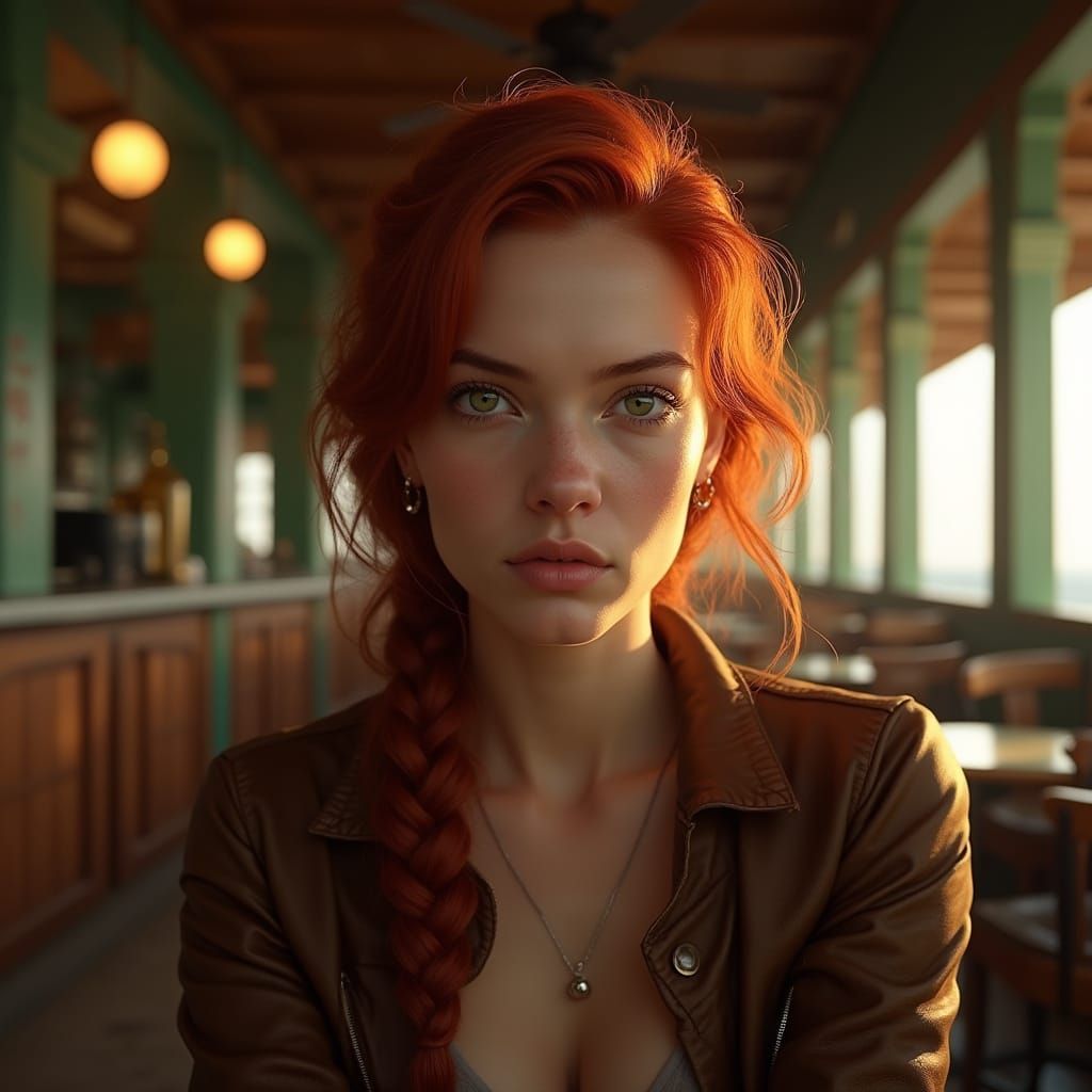 Vintage Havana Siren with Braided Hair and Leather Jacket