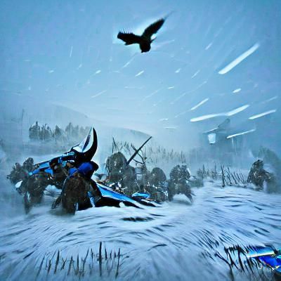Raven Watches Viking Battle in Blizzard