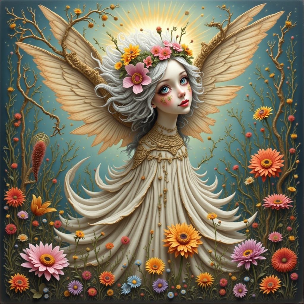 Ethereal Angel in Zebra-Punk Style