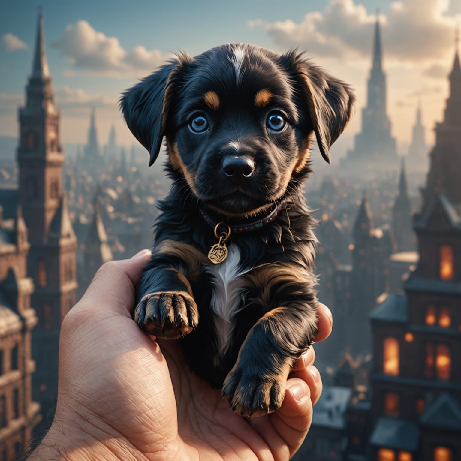 Puppy on a Finger: Detailed Matte Painting