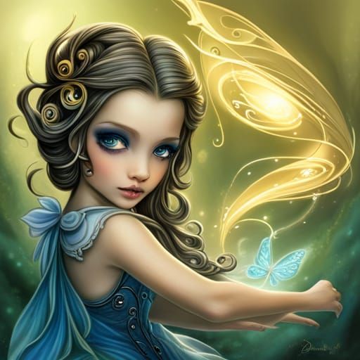 Glowing Fairy Portrait in Fantasy Art Style