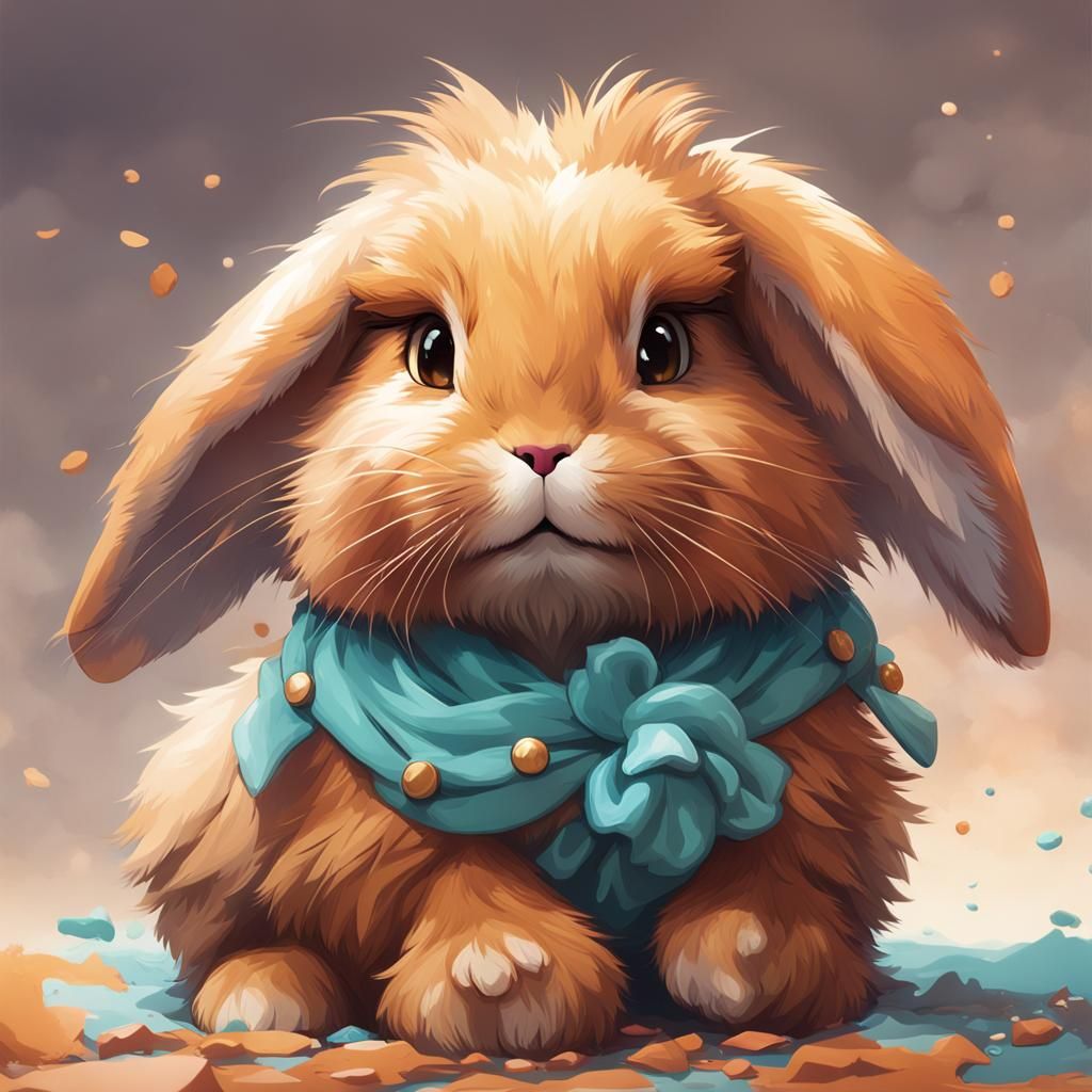 Caramel Bunny Portrait in Hyperdetailed Style
