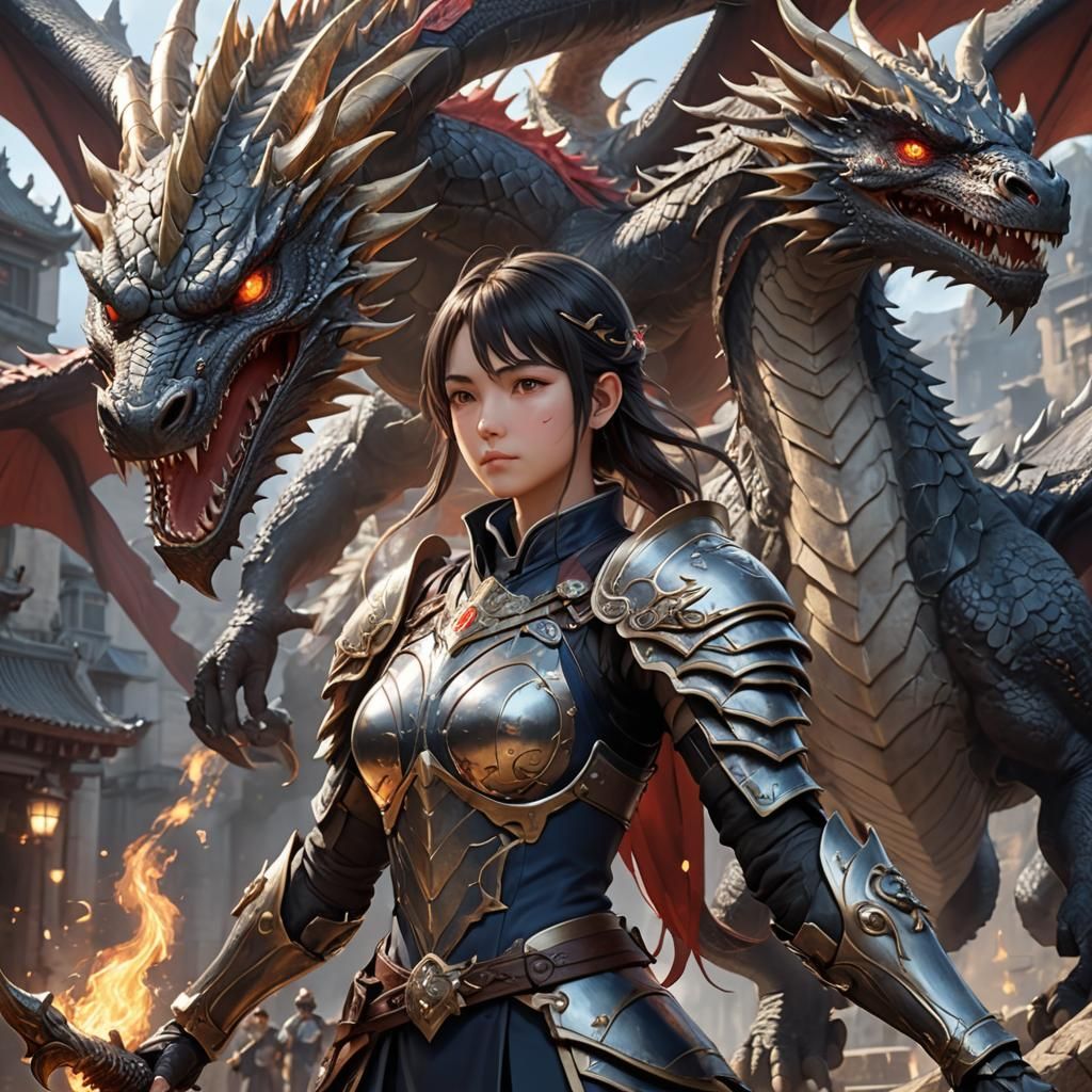 Anime Style Dragon Guardian in 3D Art