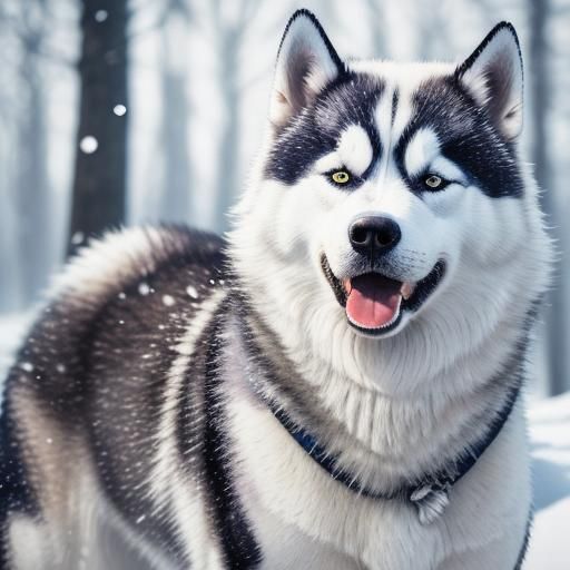 Siberian Husky in Winter Forest, Leibovitz Style