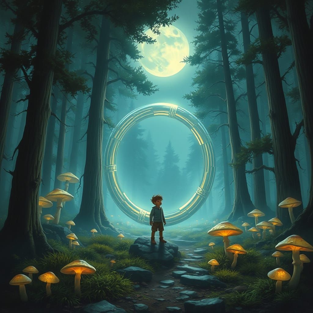 Moonlit Forest Portal in Dreamy Fantasy Style