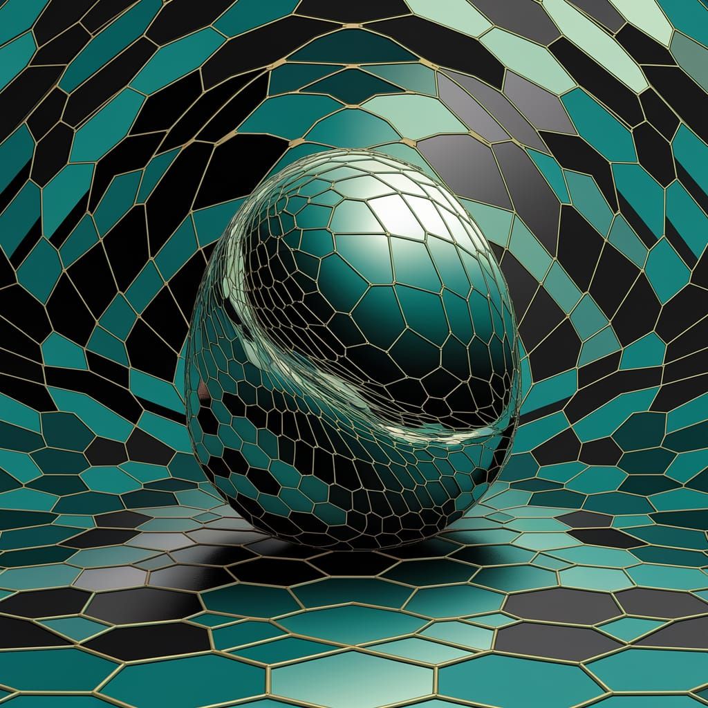 Glamorous Abstract Concept Art in Cyan and Malachite