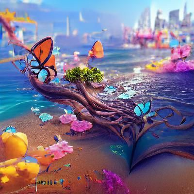 Girl Reading by Ocean: Detailed Matte Painting