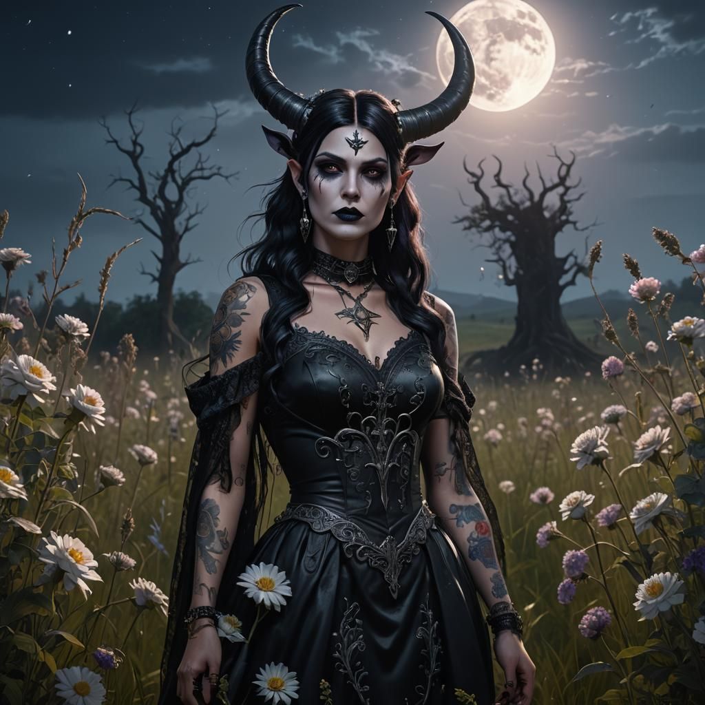 Moonlit Gothic Beauty in Dark Fantasy Style