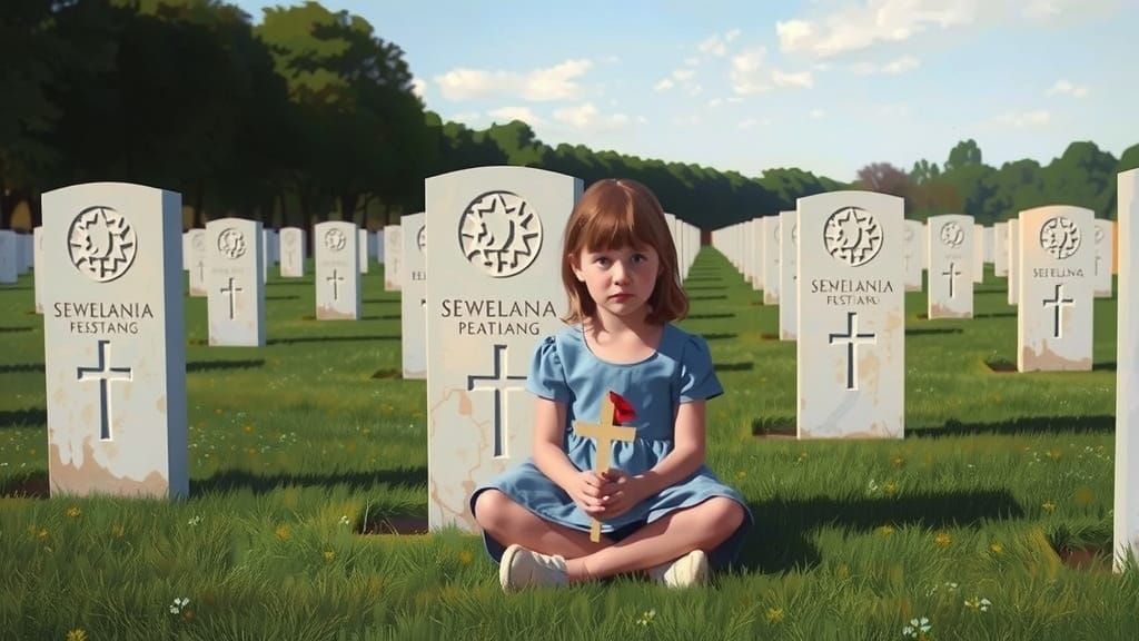 Girl in Blue Dress at Military Cemetery, Post-Impressionist ...