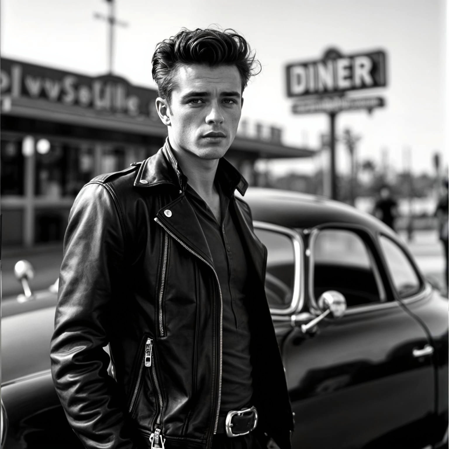 James Dean in Black and White Vintage Photo