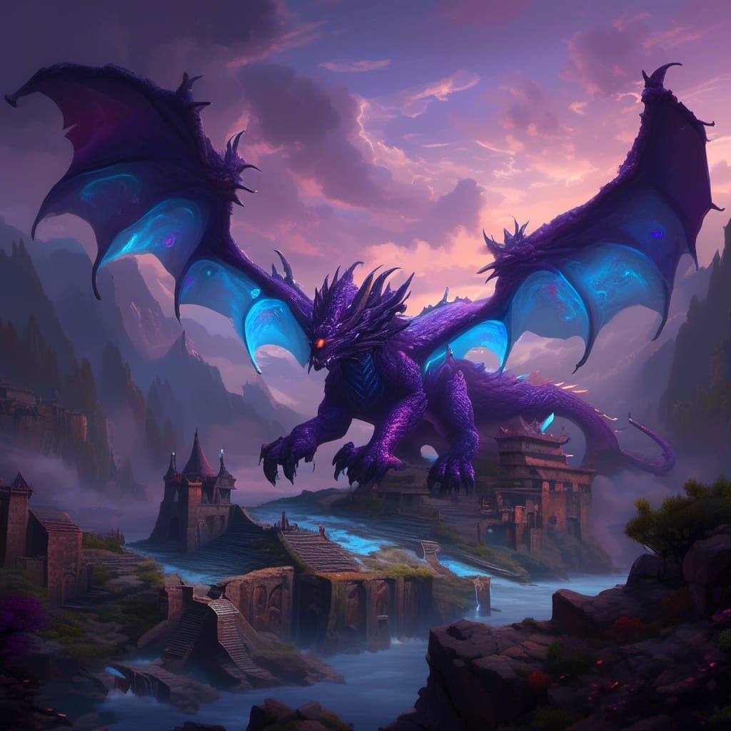 Epic Dragon Battle in Dark Fantasy Style