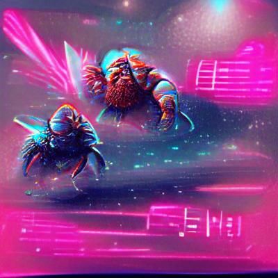 Dwarf Versus Space Bugs in Synthwave Style
