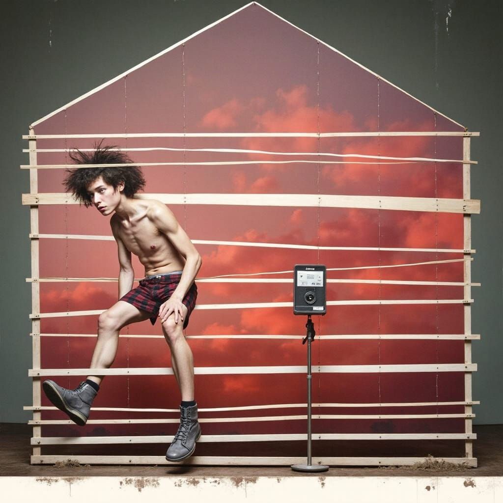 Abstract Mirror Grid Photograph with Glitch Effects