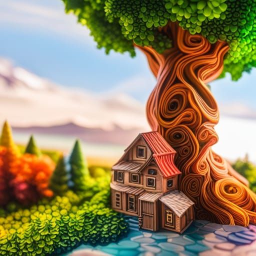 Colorful Bird Tree in 3D Paper Diorama Style