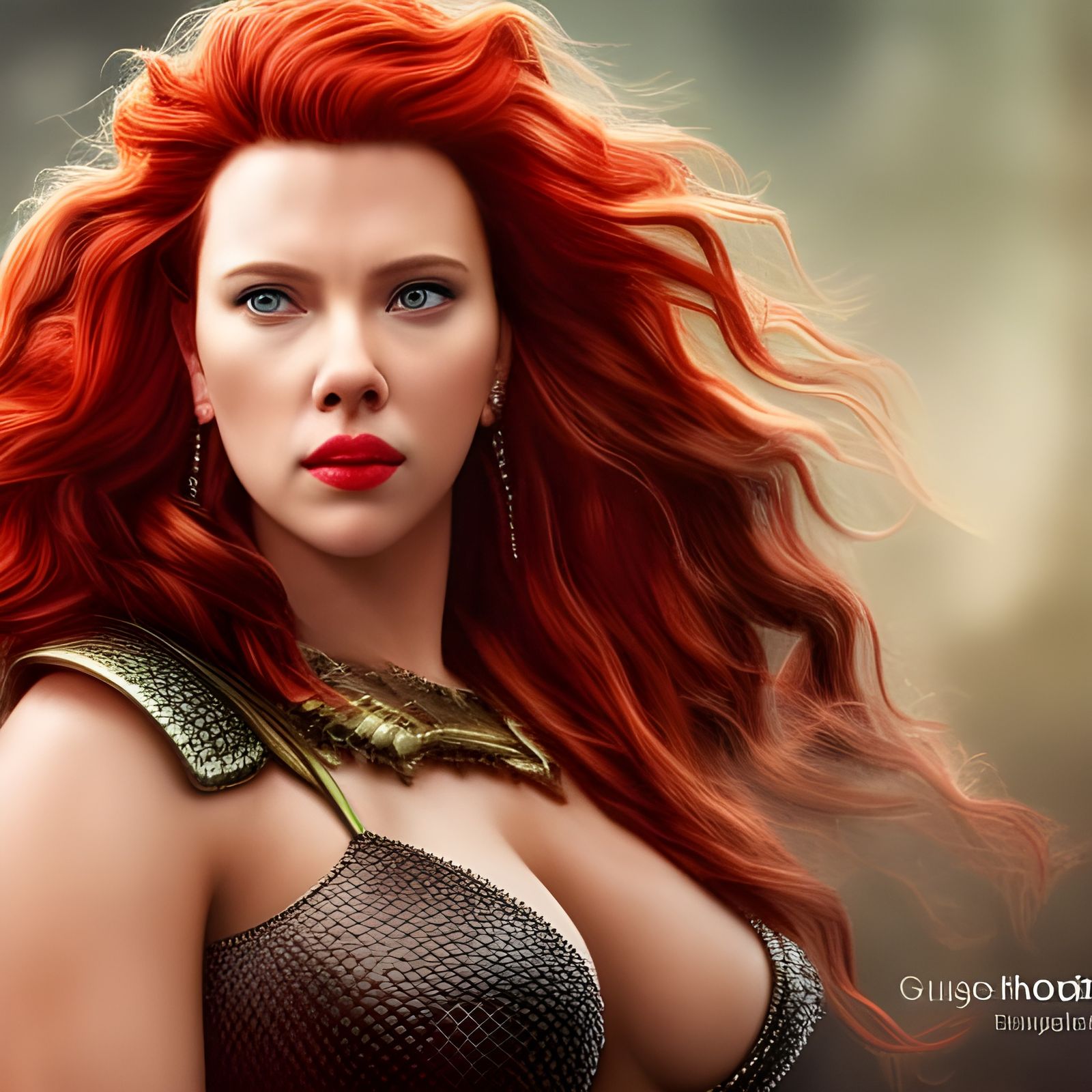 Red Sonja as Scarlett Johansson: Hyperrealistic Digital Art