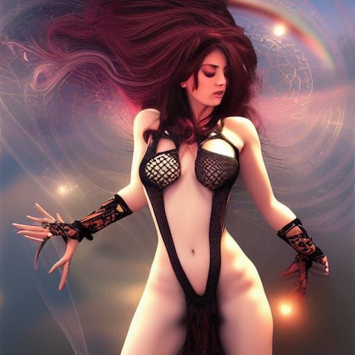 Seductive Wizard Minx with Fire and Ice