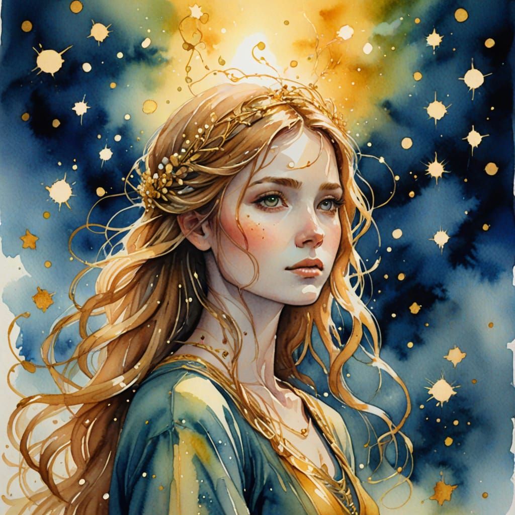 Etheric Soul Tethered in Peaceful Golden Lights