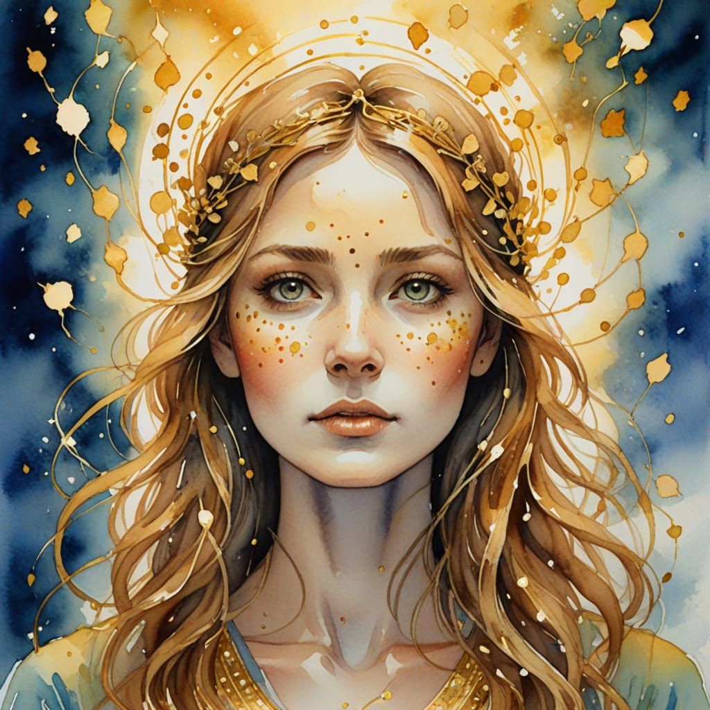 Etheric Soul Floating in Peaceful Golden Light