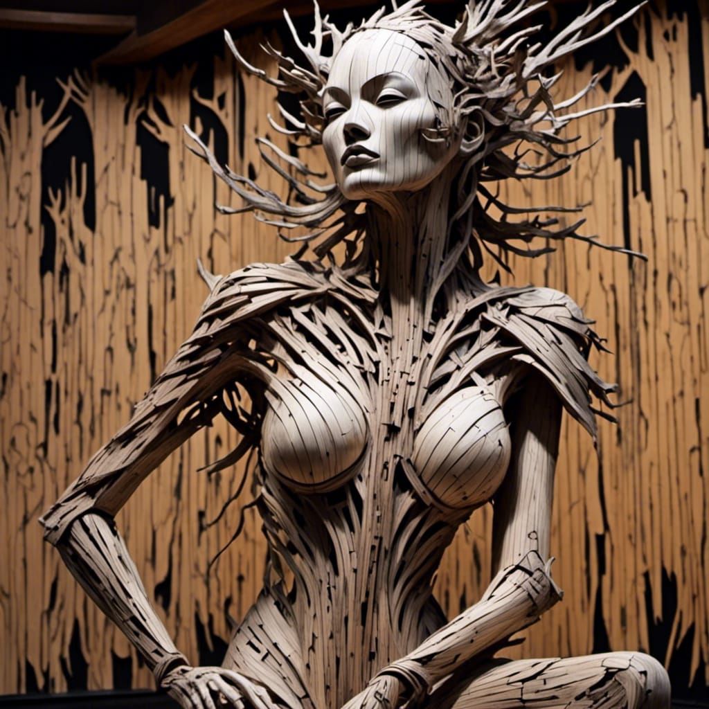 Marilyn Monroe with Wood Mask