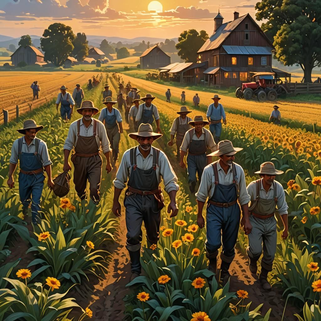 Impasto Painting: Farm Workers Return Home