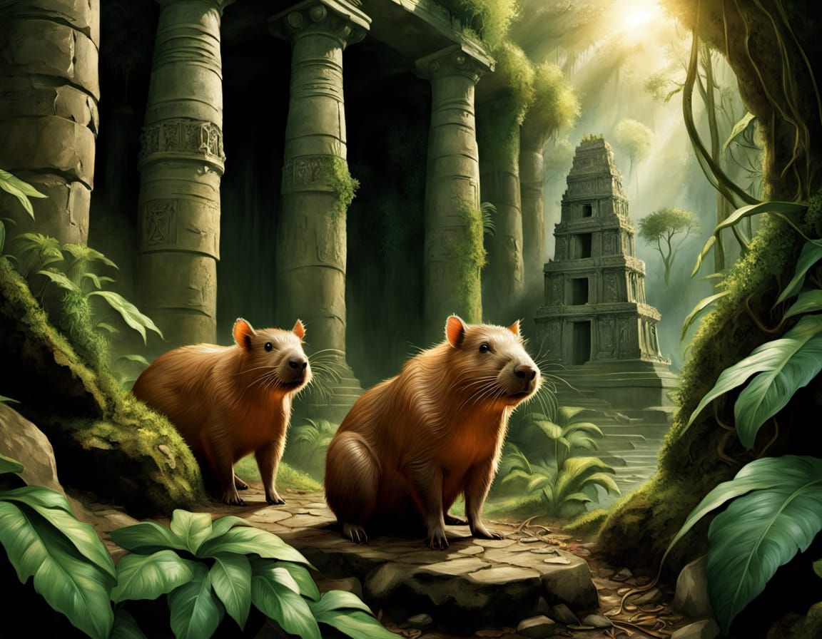 Capybara Indiana Jones Discovers Amazon Temple