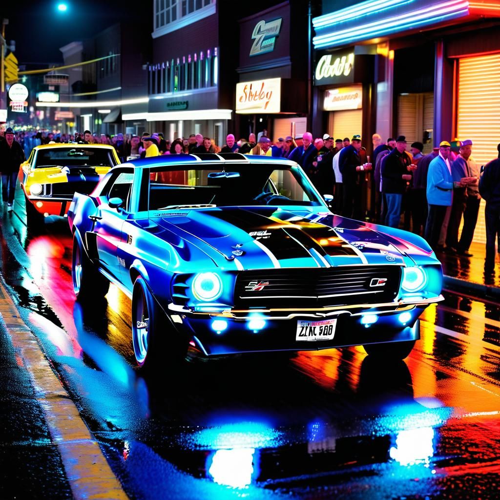 1967 Shelby Mustang GT500 Night Time Street Racing In The Ne...