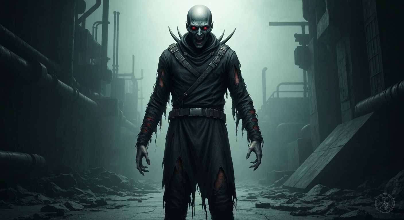 Chagrined Hate Figure in Dark Surreal Industrial Sci-Fi Styl...