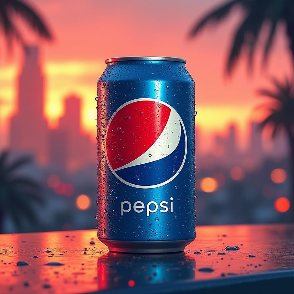 Futuristic Pepsi Can in Summer Evening Cityscape