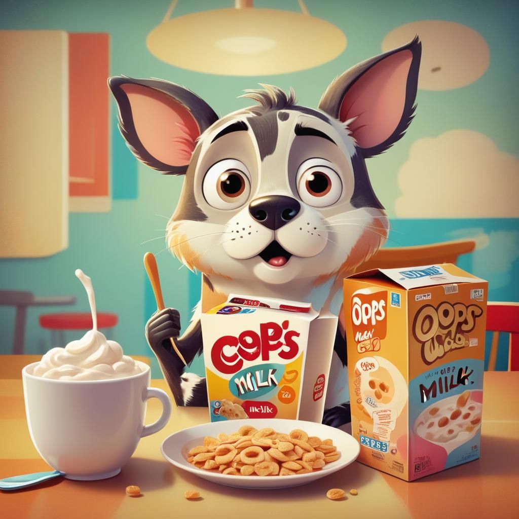 Retro-Style Cartoon Cereal Box Surprise