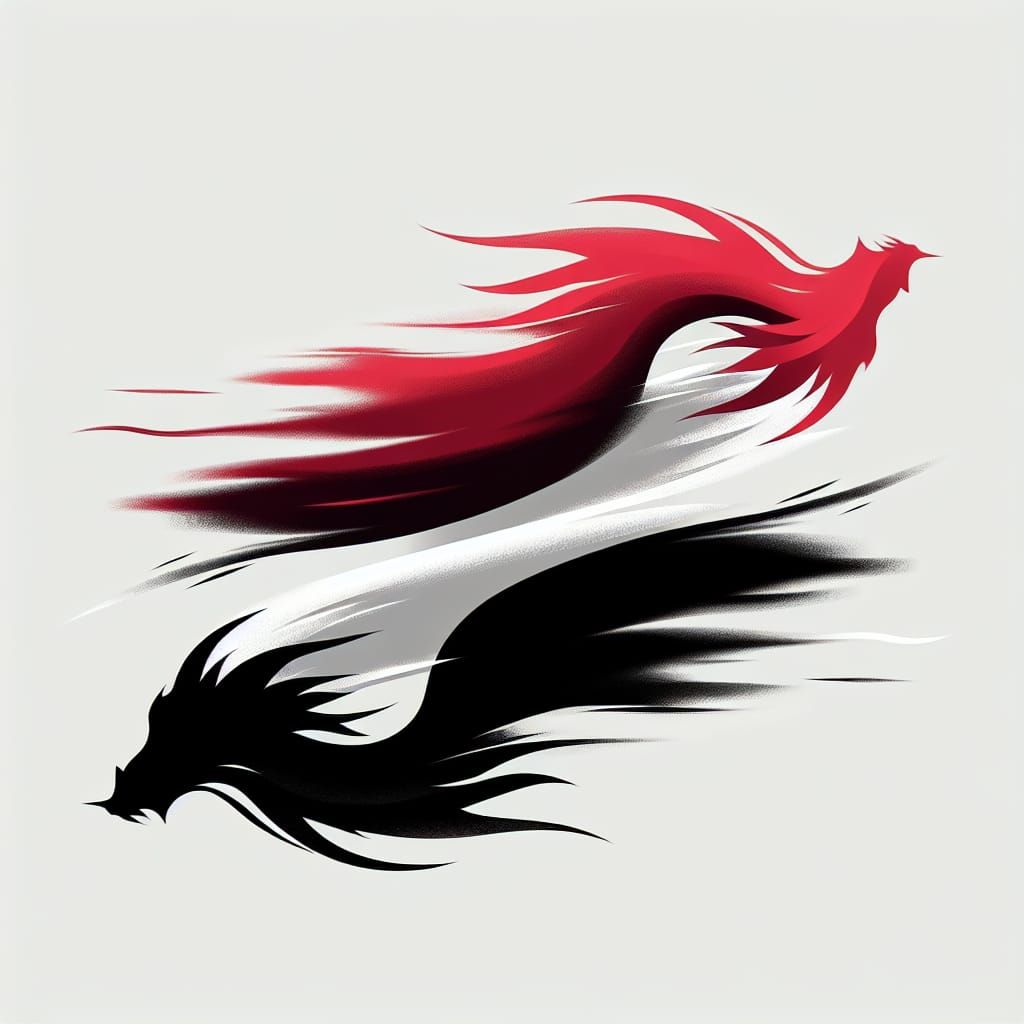 Minimalist Dragons in Red and Black