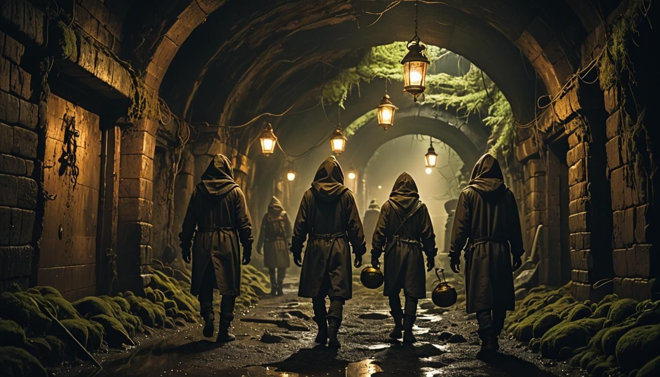 Dystopian Tunnels: A Surreal, Cinematic Sewer Descent