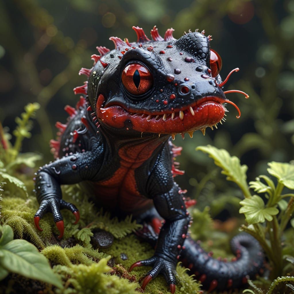 Salamander around carnivorous plants.