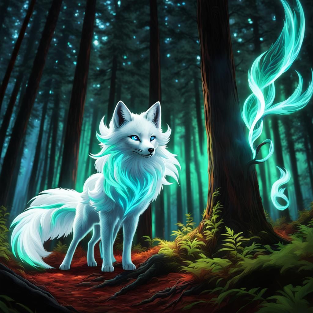 Mystical Nine-Tailed Fox in Enchanted Forest