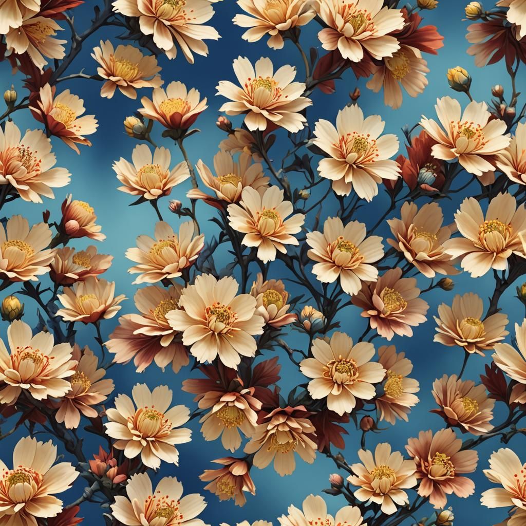 Blooming Flower Close-Up: Chinese Watercolor Art