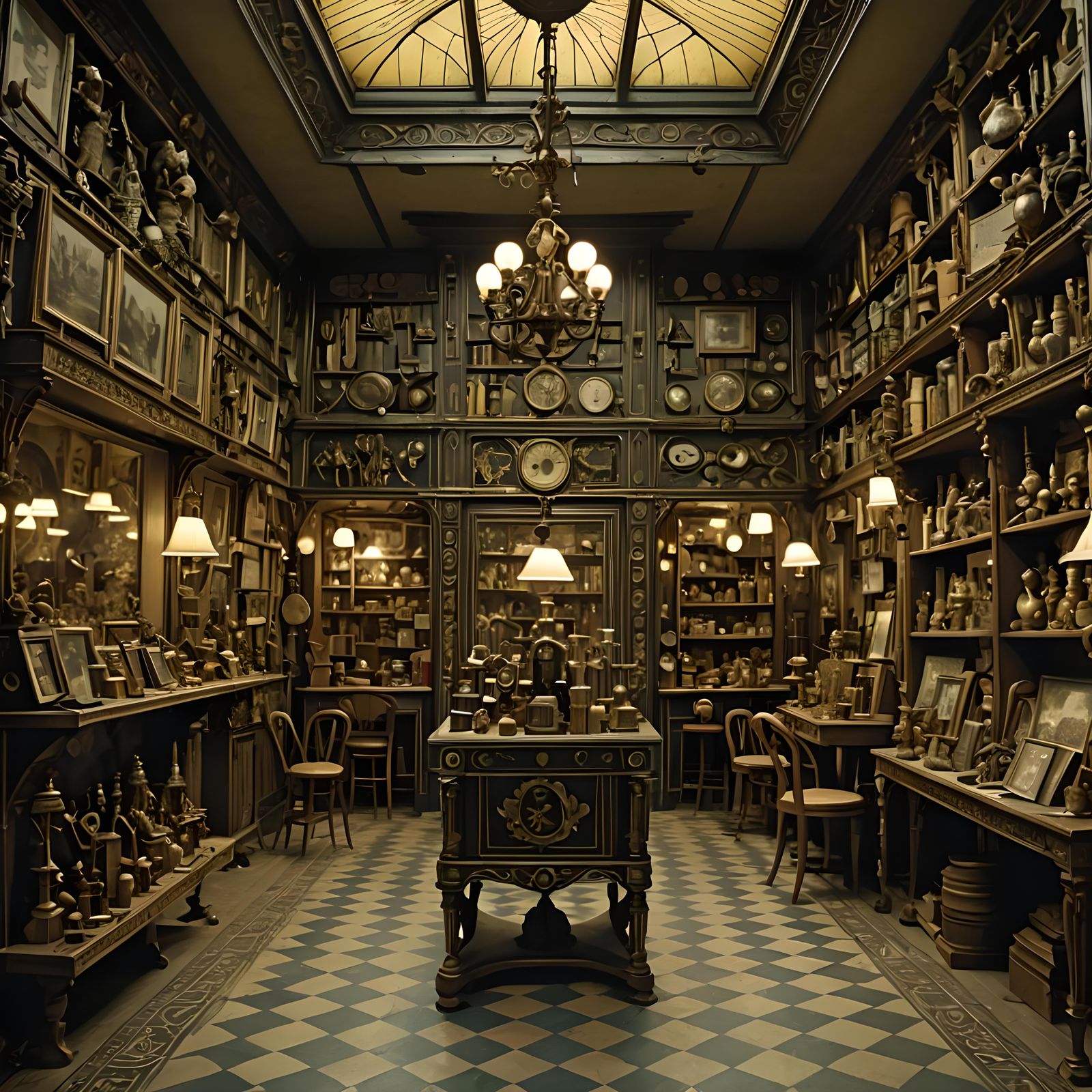 Detailed Thrift Shop Interior in Art Deco Style