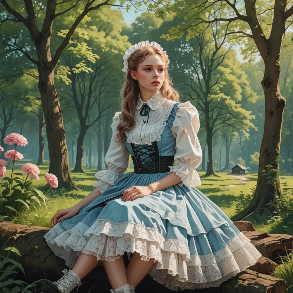 Woman in Victorian Street Fashion, Poster Art