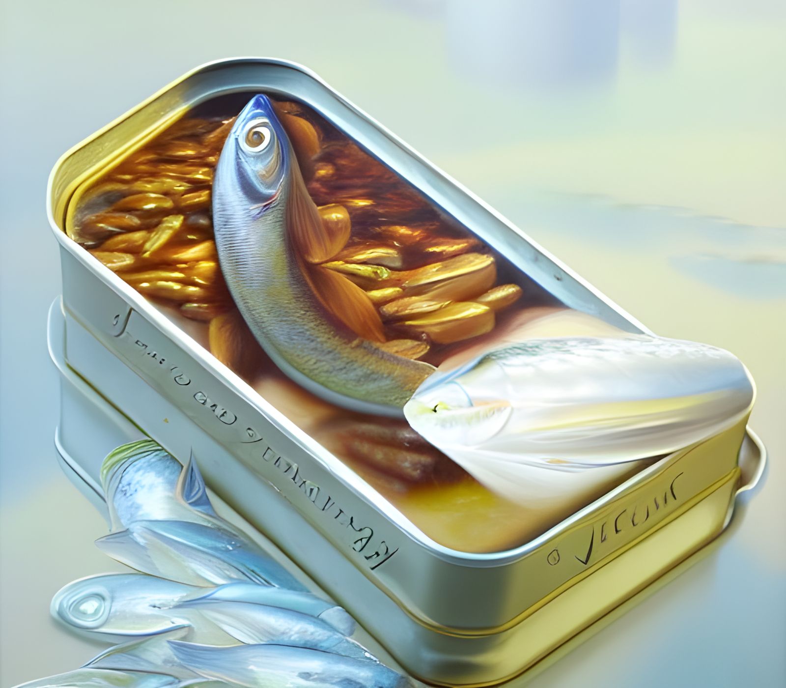 Detailed Oil Painting of Disgusting Anchovies