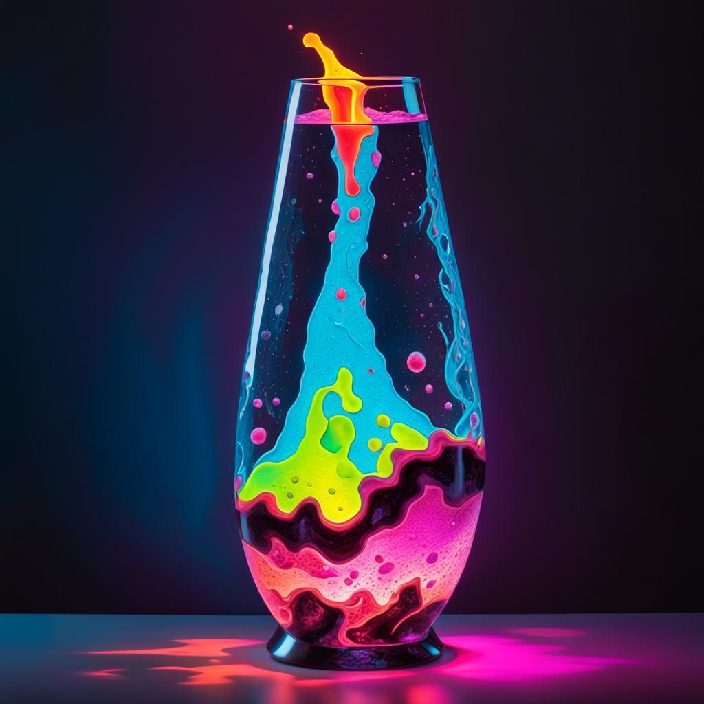Neon Lava Lamp in Crystal Glass Vase