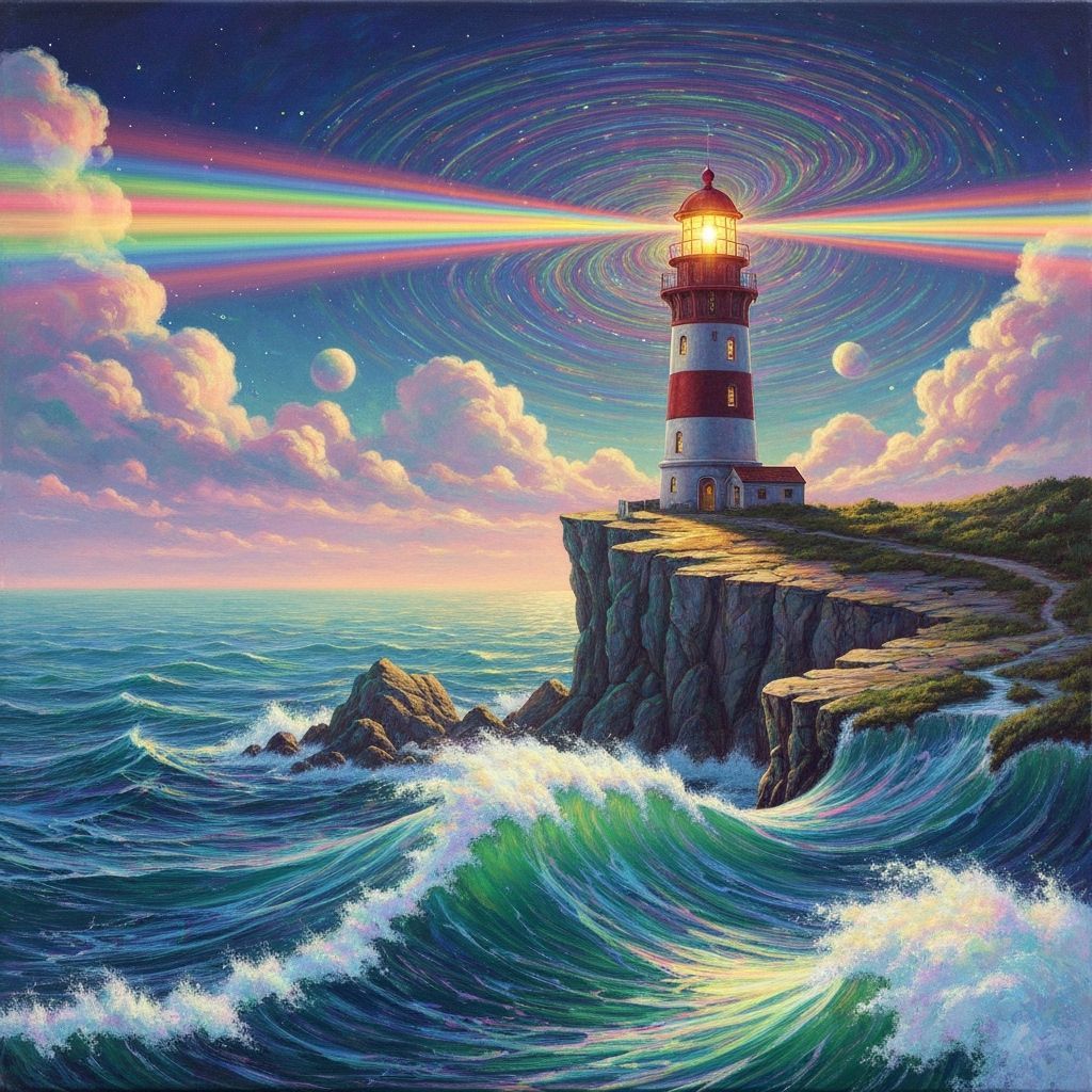 Prismatic Lighthouse on Living Stone Cliff