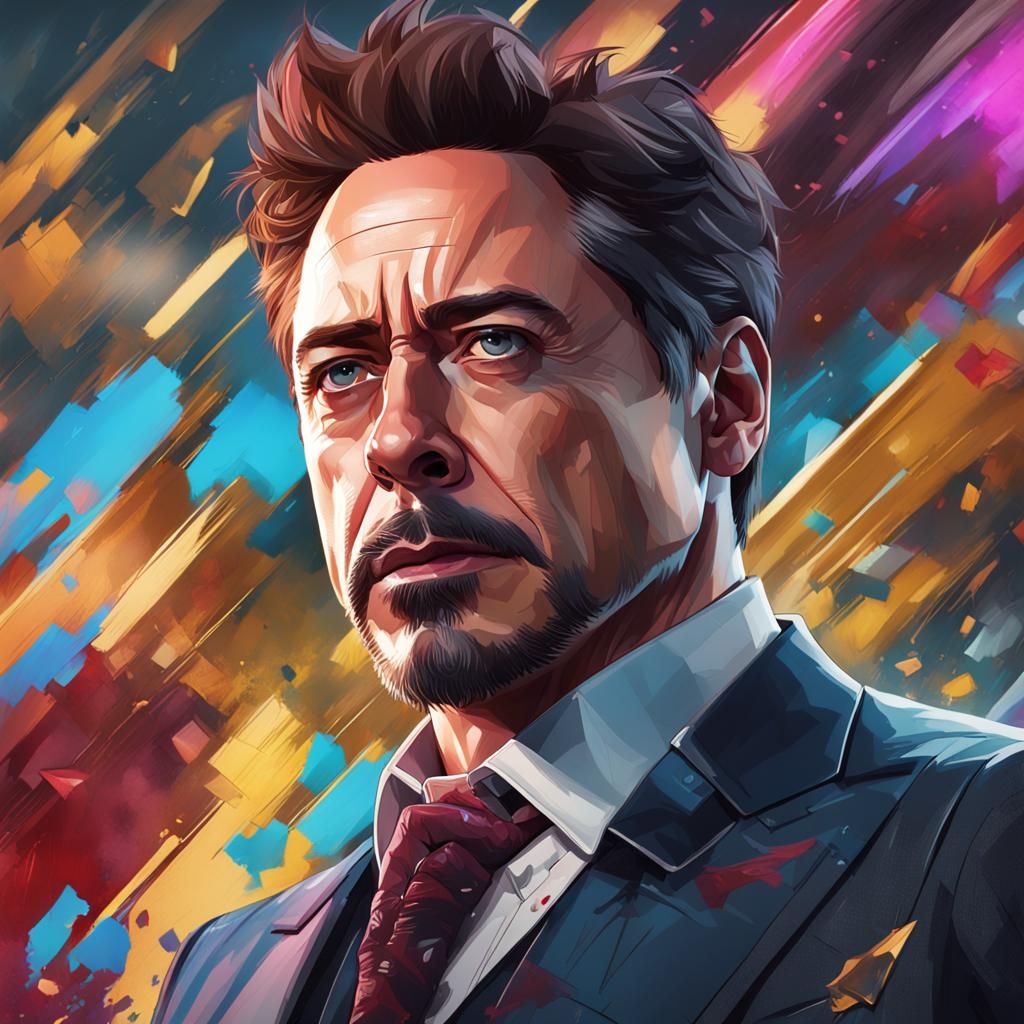 Tony Stark Portrait in Hyperdetailed Digital Art Style