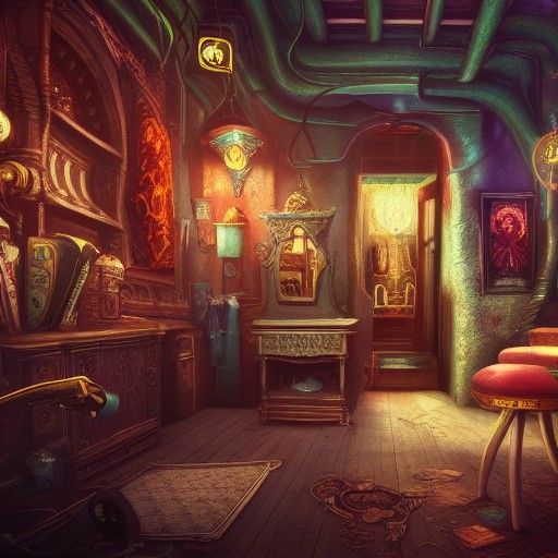 Time Travel Tattoo Dreamscape in Detailed Matte Painting