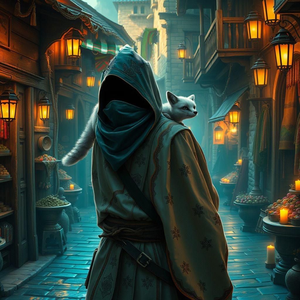 Winged Fox in Coastal Town: Matte Painting