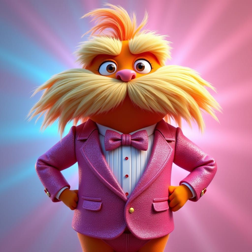 Dapper Lorax in Vibrant Digital Art