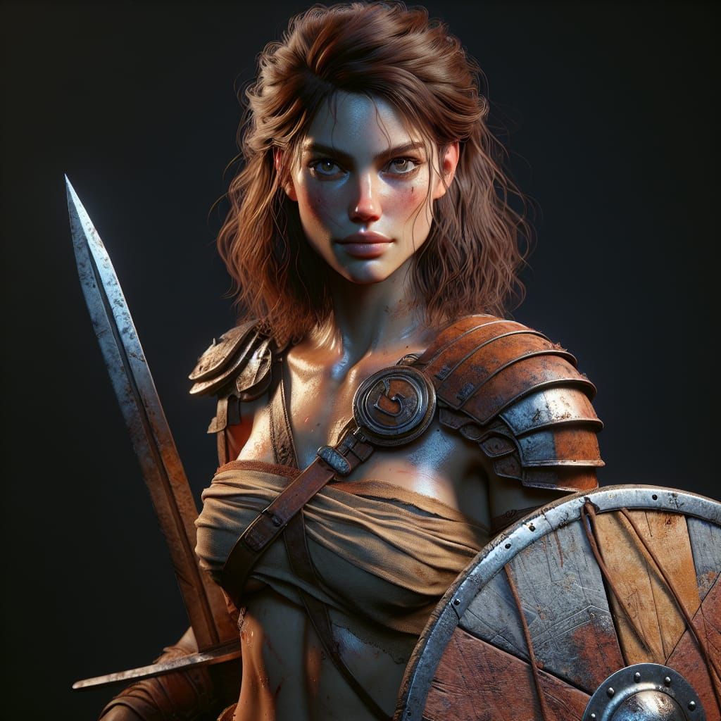 Intense Female Barbarian Portrait in Triadic Colors